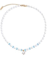 My Little Nature - Natural Freshwater Pearls Necklace With Austrian Glass Beads And Flower Charm - Lyst
