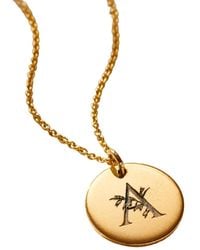 Posh Totty Designs - Gold Plated Floral Engraved Initial Disc Necklace - Lyst