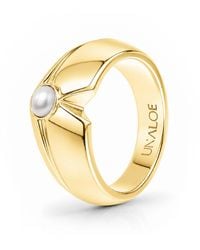 Unaloe - Pearl Geometric Statement Ring – Plated Sterling - Lyst