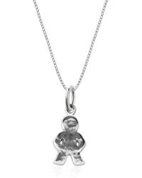Unaloe - Sterling Little Boy Pendant Necklace – Hammered Textured Child Silhouette Talisman, Personalised Family Keepsake Jewellery - Lyst