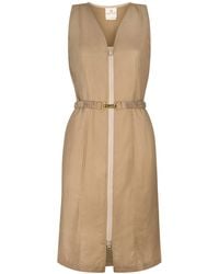 Gunda Hafner Ltd - Neutrals Cotton Sleeveless Dress With Belt - Lyst