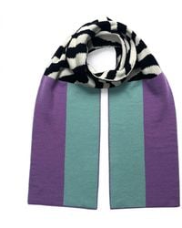 INGMARSON - Shapes & Stripes Wool & Cashmere Scarf Lilac & Turquoise - Lyst