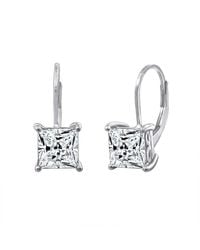 Diamonbliss - 6.5Mm Princess Cut Solitaire Leverback Earrings - Lyst