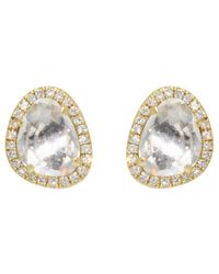 KAMARIA - Pebble Stud Earrings With Diamonds & Topaz - Lyst