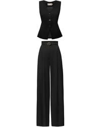 ALINA CERNĂTESCU - Sanvi Set Classic Matching Vest With Metallic Buttons & Straight Leg Pleated Pocket Trousers - Lyst