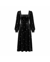 Yumi' - Velvet Midi Dress With Starburst Foil Print - Lyst
