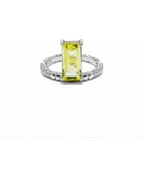 NASI SILVER - Floating Bamboo Baguette Gemstone Ring- Lemon Quartz - Lyst