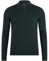 Paul James Knitwear - Extra Fine Merino Wool Turner Long Sleeve Polo Shirt - Lyst
