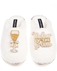 Laines London - Neutrals Teddy Closed Toe Slippers With Mother Of The Groom Brooches - Lyst