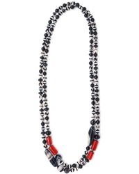 Shar Oke - Black Tourmaline, Tibetan Agates & Red Coral Beaded Wrap Necklace - Lyst