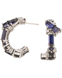 Juvetti - Lanna Sapphire And Diamond Medium Hoop Earrings - Lyst
