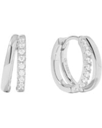 Vanhi - Kira Crystal Double Hoop Huggies - Lyst