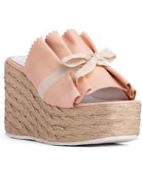 Beautiisoles by Robyn Shreiber Made in Italy - Neutrals Noelle Baby Espadrille Platform Wedge Slide Comfortable & Sexy Work & Pool Leather Sandal - Lyst