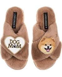Laines London - Neutrals Classic Laines Slippers With Teddy The Pomeranian & Dog Mum Mom Brooches - Lyst