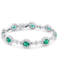 Trésor - Emerald And Diamond Bracelet In 18k White Gold - Lyst