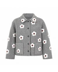 Yumi' - Embroidered Daisy Fleece Jacket - Lyst