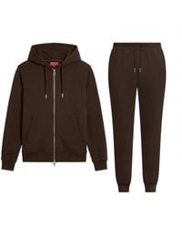 Maison Tangerine - Tobacco Premium Cotton Zip-Up Hoodie & Joggers Tracksuit Set For - Lyst