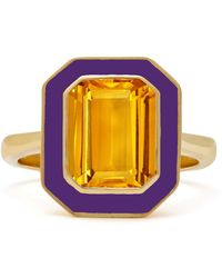 Augustine Jewels - Citrine And Enamel Cocktail Ring - Lyst