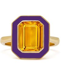 Augustine Jewels - Citrine And Enamel Cocktail Ring - Lyst