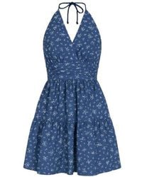 Conquista - Floral Empire Line Mini Dress - Lyst