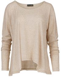 Conquista - Neutrals Melange Knit Handkerchief Hem Top - Lyst