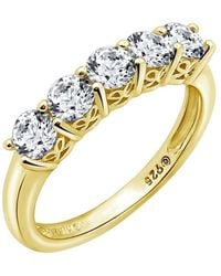 Diamonbliss - Round Cut 4Mm Prong Set Five Stones Ring - Lyst