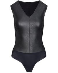 Commando - Faux Leather V-Neck Bodysuit, Bds014 - Lyst