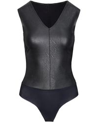 Commando - Faux Leather V-neck Bodysuit, - Lyst