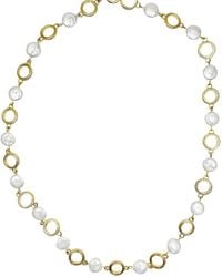 Farra - Chain With Coin-Shaped Freshwater Pearls Necklace - Lyst