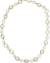 Farra - Chain With Coin-Shaped Freshwater Pearls Necklace - Lyst