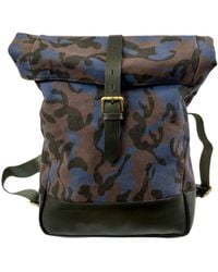 VIDA VIDA - Camo Canvas And Leather Roll Top Backpack - Lyst