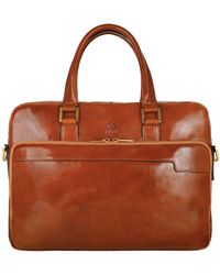 Time Resistance - Cognac Leather Briefcase Laptop Bag - Lyst