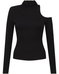 Sour Figs - Asymmetric One-Shoulder Cutout Turtleneck Knit Top - Lyst