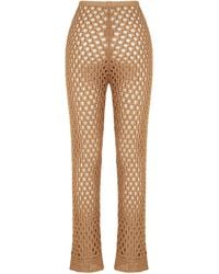 Nocturne - Neutrals Mesh Knit Pants - Lyst