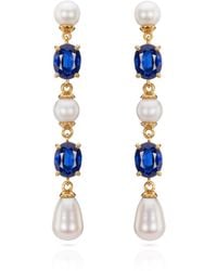 Augustine Jewels - Kyanite And Baroque Pearl Long Drop Earrings - Lyst