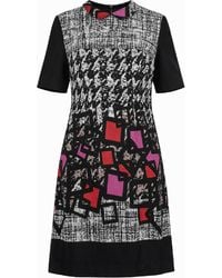 Conquista - Geometric Print Shift Dress With Short Sleeves - Lyst