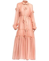 Tantra Spain Sl - Semi-Transparent Dress With Buttons, Floral Details, And Ruffles. Belt And Lining Sold Separately - Lyst