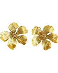 The Pink Reef - Large Golden Floral With A Star Crystal Center - Lyst