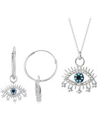 Spero London - Evil Eye Earring Eye Sterling Pendant Eyelash Necklace & Earring Set - Lyst