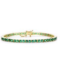 Genevive Jewelry - Genevive Sterling Plated With Emerald Cubic Zirconia Tennis Bracelet - Lyst