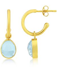 Auree - Manhattan Gold & Blue Topaz Interchangeable Gemstone Earrings - Lyst