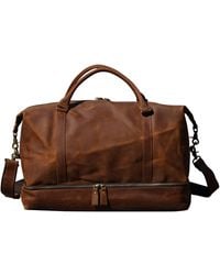Touri - Leather Weekend Bag With Suit Compartment - Lyst