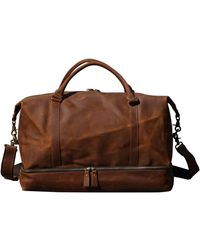 Touri - Leather Weekend Bag With Suit Compartment - Lyst