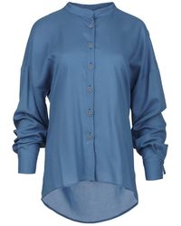 Conquista - Sky Blouse With Mandarin Collar - Lyst