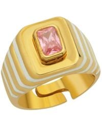 LINYA JEWELLERY - Octagon Stone Enamel Signet Ring Sterling - Lyst