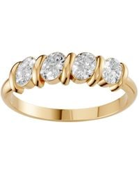 Aya Fine Jewelry - Oval 0.58 Ctw Lab Grown Diamond Half Eternity Wedding Band - Lyst