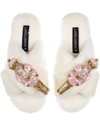 Laines London - Neutrals Classic Laines Christmas Collection Slippers With Double Grand Nutcrackers Brooches - Lyst
