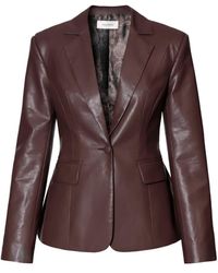 AGGI by HALEWSKI - Bonnie Chocolate Vegan Leather X Shaped Blazer - Lyst