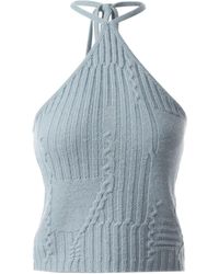 Fully Fashioning - Freya Cable Wool Knit Halter Top - Lyst