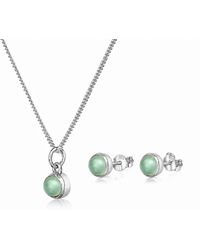 The Jewellery Store London - March Birthstone Jewellery Set With Aqua Chalcedony - Lyst